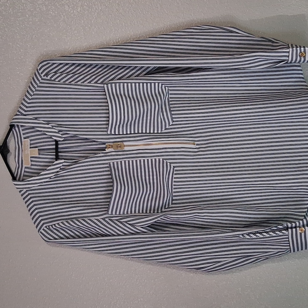 Michael Kors Womens Blouse Blue White Size S
